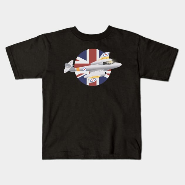 Gloster Meteor British WW2 Jet Fighter Kids T-Shirt by NorseTech